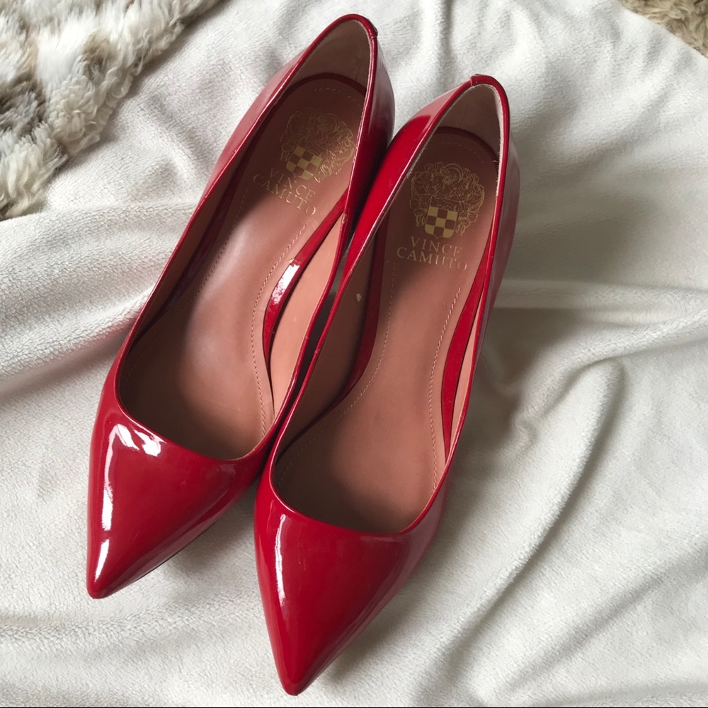 Vince Camuto red kitten heels